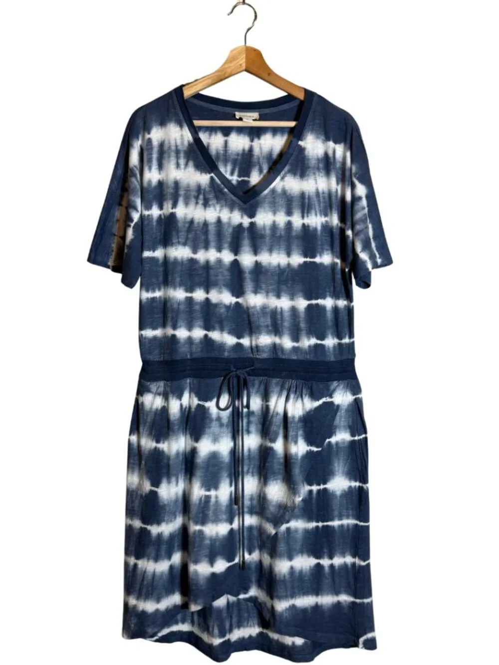 Sundance Elara Tie Dye Faux Wrap Mini Dress Women's Medium Blue Relaxed Fit